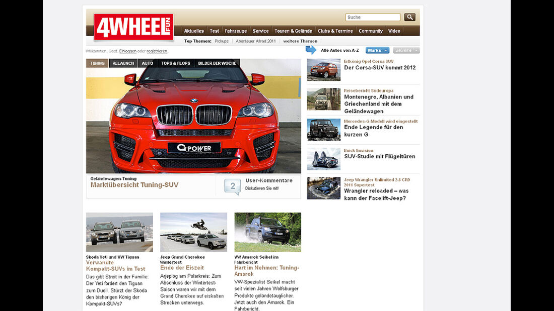 Screenshot 4wheelfun.de, Relaunch, 2011