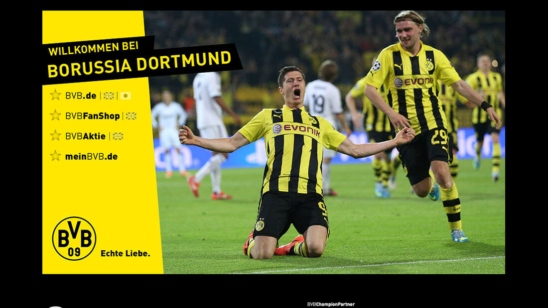 Screenshot Borussia Dortmund Homepage Lewandowski