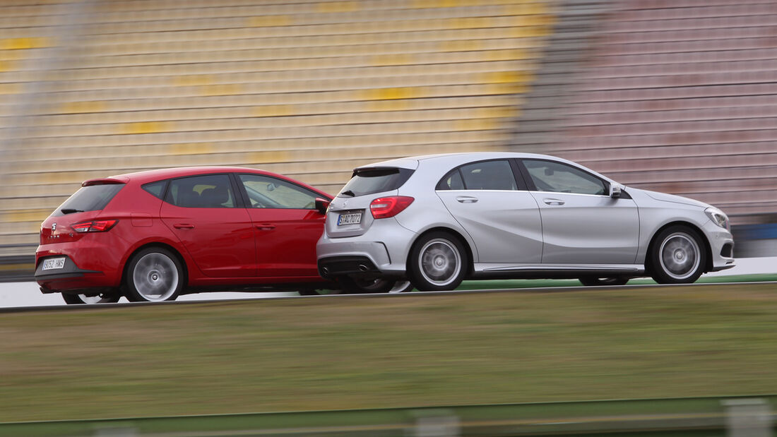 Seat León 1.4 TSI FR, Mercedes A 200 AMG Sport, Seitenansicht