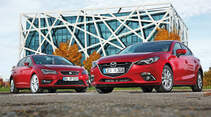 Seat Leon 2.0 TDI, Mazda 3 Skyaktiv D 150, Frontansicht