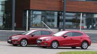 Seat Leon 2.0 TDI, Mazda 3 Skyaktiv D 150, Seitenansicht