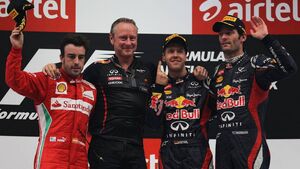 Sebastian Vettel Fernando Alonso Mark Webber Podium GP Indien 2012