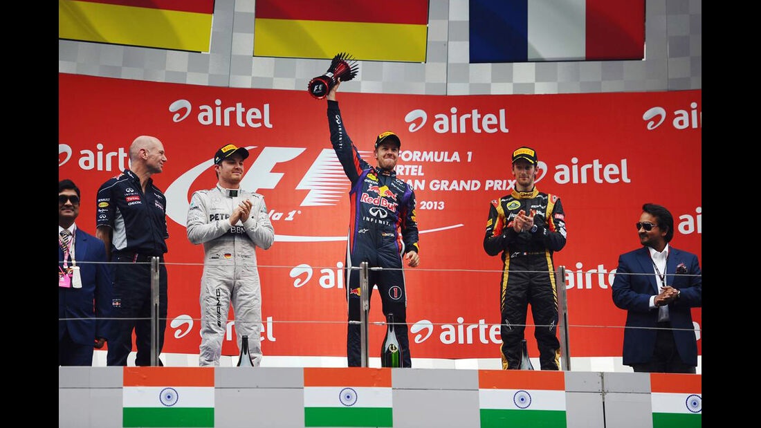 Sebastian Vettel - Romain Grosjean - Nico Rosberg - Formel 1 - GP Indien - 27. Oktober 2013
