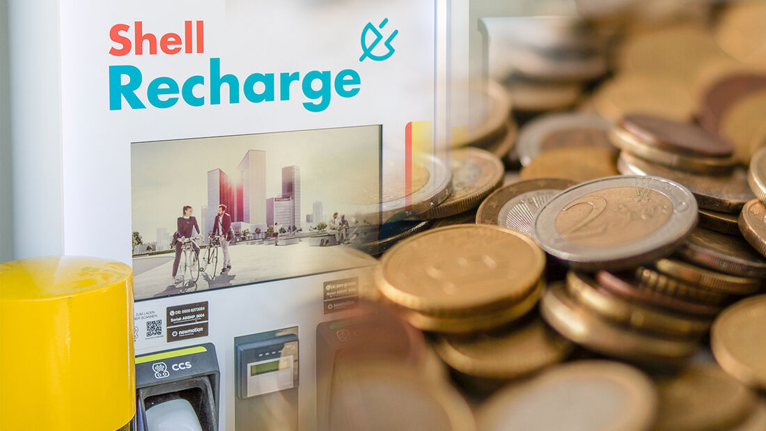 Shell Recharge Preise Laden Strom Collage Geld