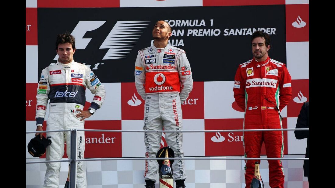 Siegerpodest Lewis Hamilton Sergio Perez Fernando Alonso  - Formel 1 - GP Italien - 09. September 2012