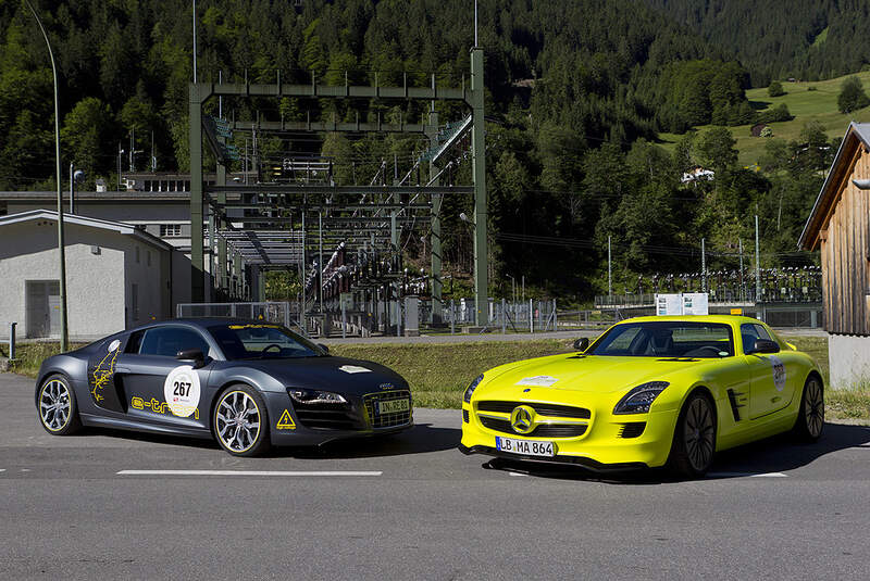 Silvretta E-Auto 2010, Elektroauto, E-Auto, Mercedes SLS AMG E-Cell, Audi E-Tron