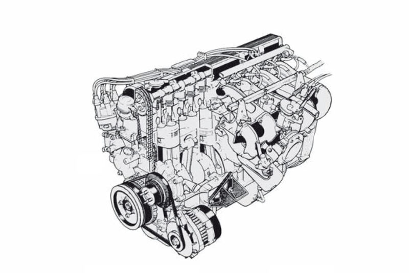 Skizze Motor Jaguar XJS