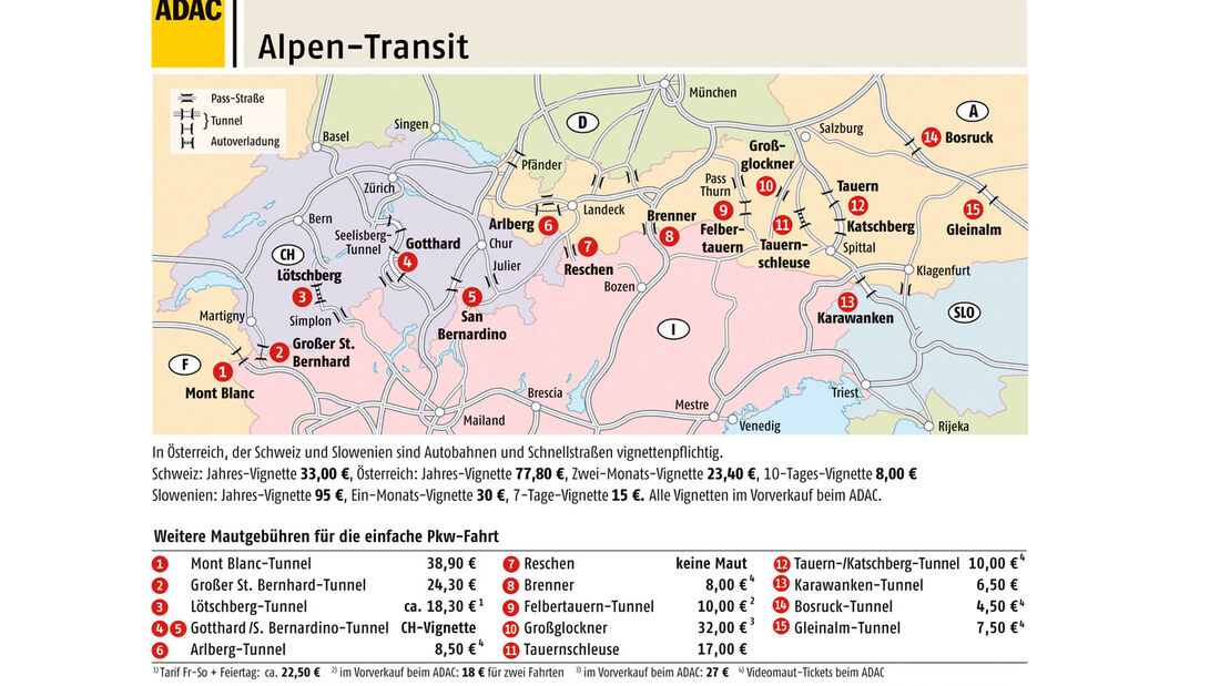 Stauvorhersage Winter, Karte, Alpenüberquerung