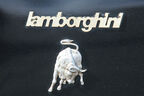 Stier-Emblem und Lamborghi-Schriftzug am Lamborghini Countach 