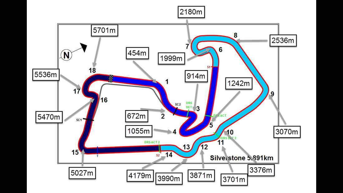 Strecken-Skizze - Graphik - Silverstone 2017