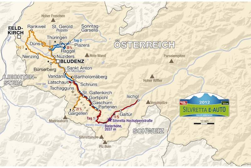 Streckenkarte Silvretta E-Auto 2012