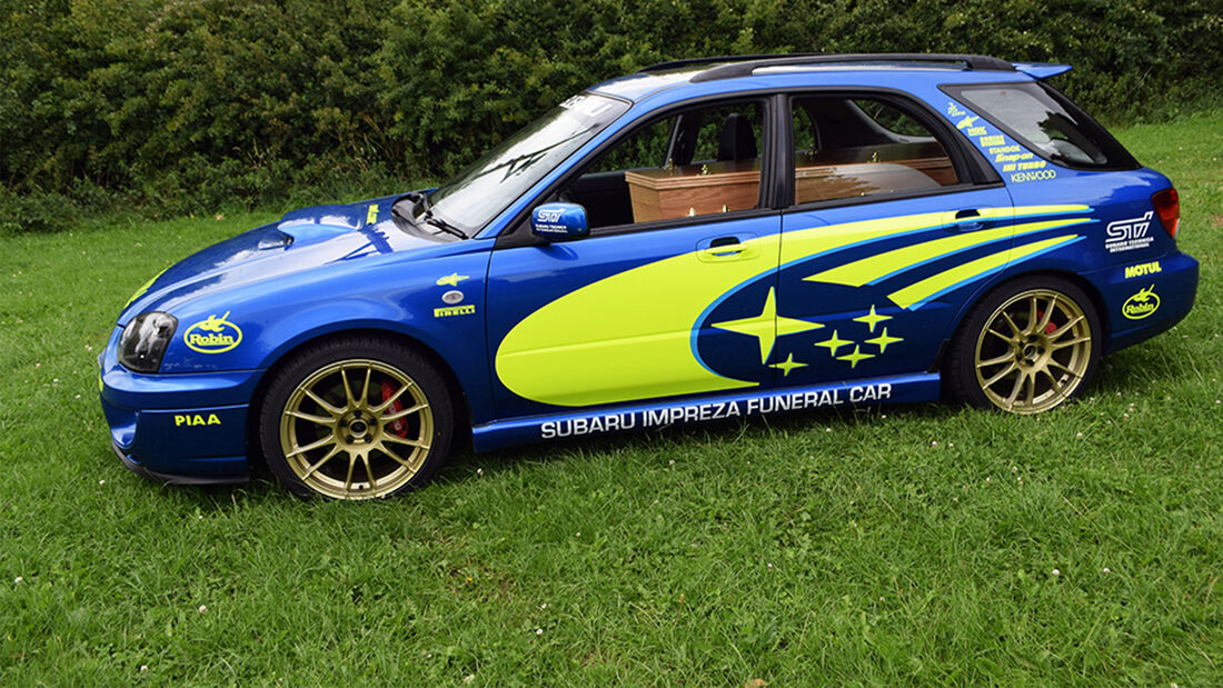 Subaru Impreza WRX Leichenwagen Letzte Reise mit Rallye