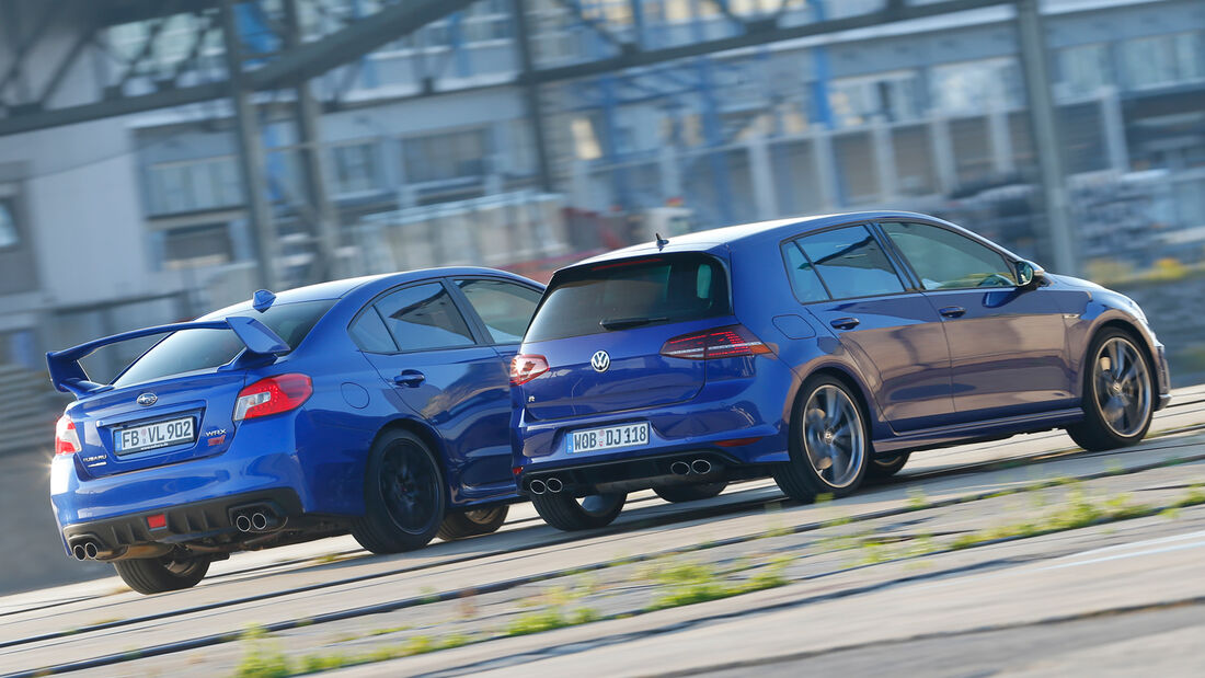 Subaru WRX STI, VW Golf, Seitenansicht