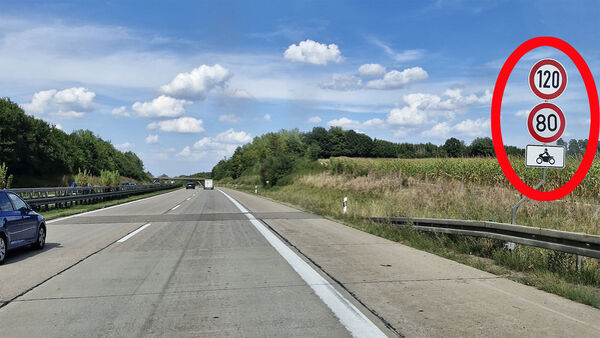 Tempolimit 80 für Motorräder auf der A7