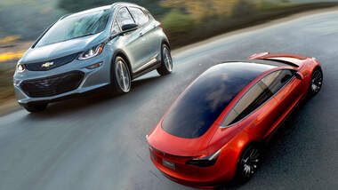 Tesla Model 3 und Chevy Bolt Collage
