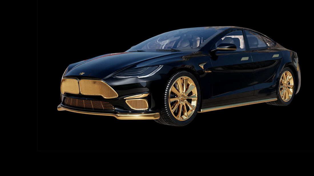 Vergoldetes Tesla Model S Plaid von Caviar
