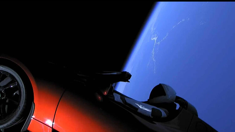 Tesla Roadster Space X Weltall Screenshot