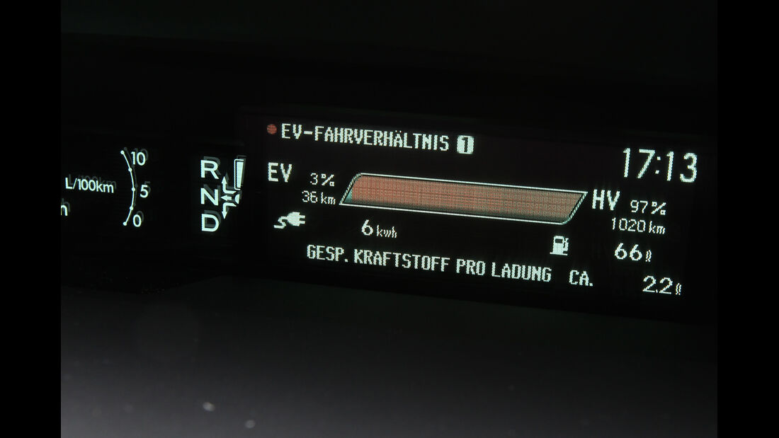 Toyota Prius Plug-In Hybrid, Kräfteverschleiß, Monitor