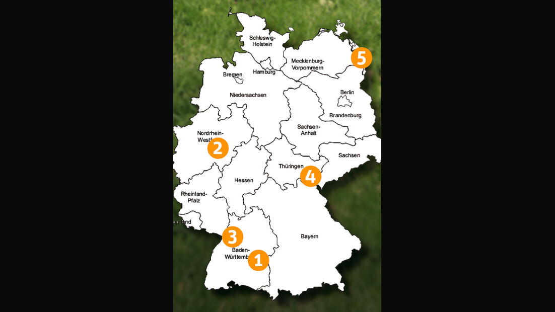 Traumrouten, Deutschlandkarte
