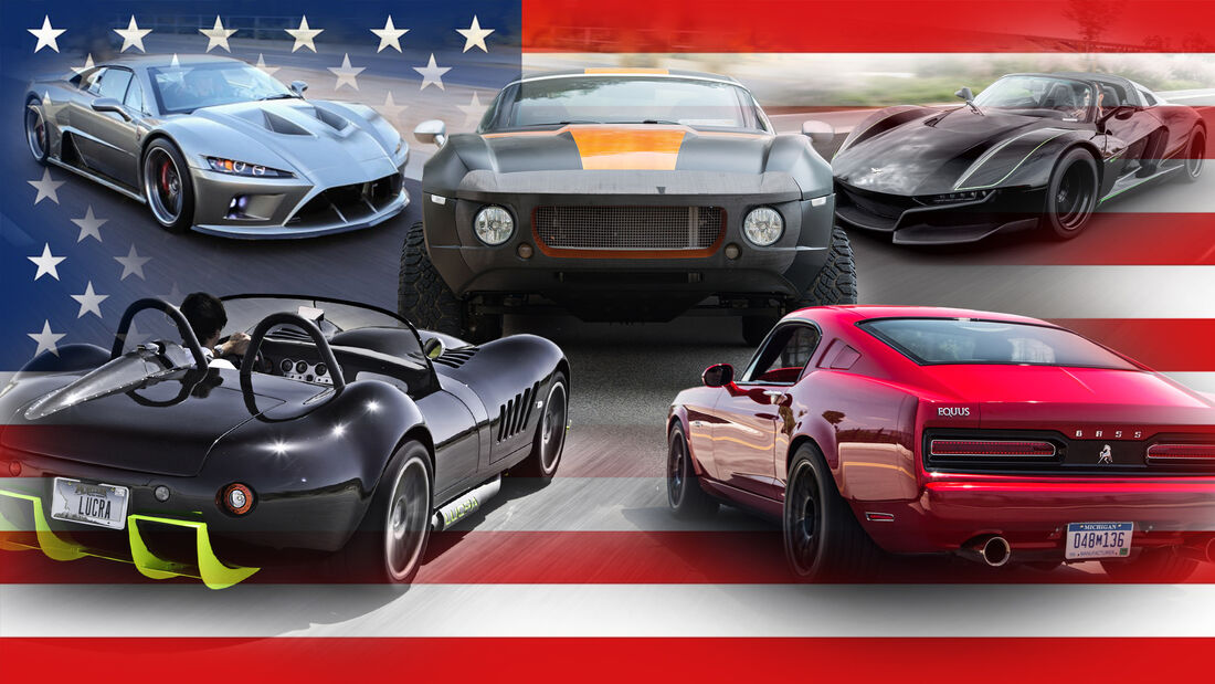 Unbekannte US Autos Cars Aufmacher Collage