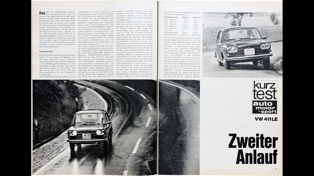 VW 411 LE, auto motor und sport-Artikel 1967