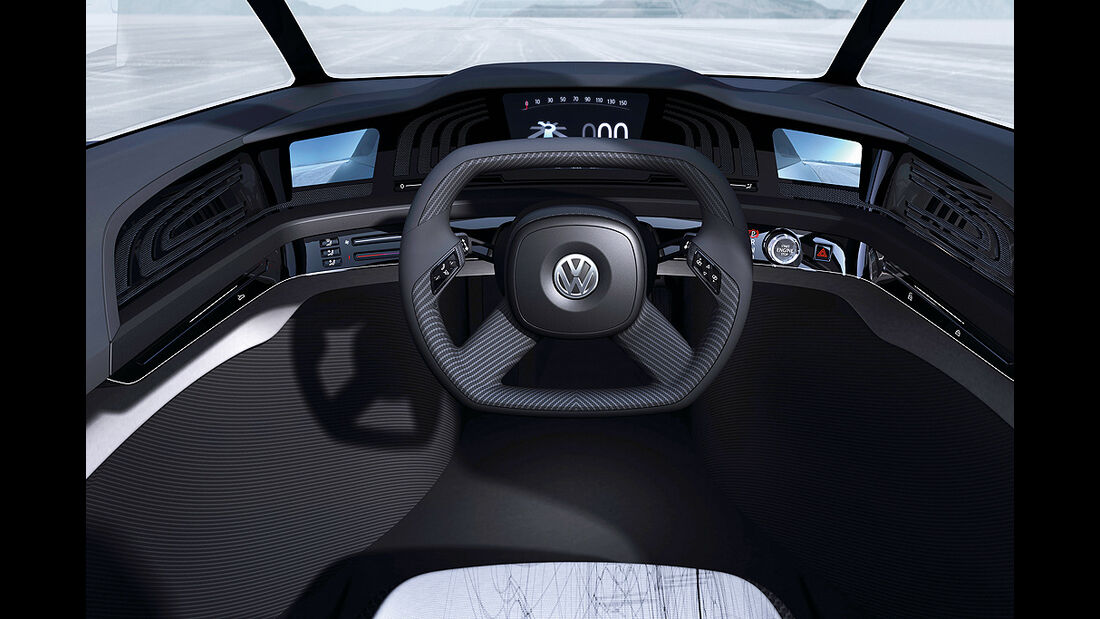 VW Einliter-Auto, VW L1, Innenraum, Cockpit, Lenkrad