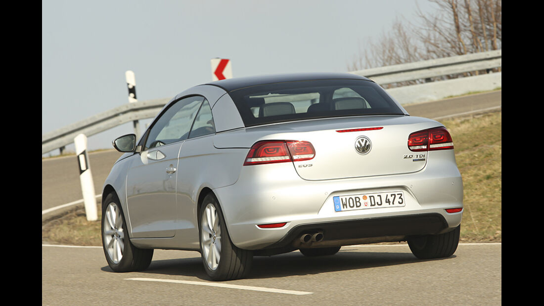 VW Eos 2.0 TDI Blue Motion Technology, Cabrio geschlossen, Heck