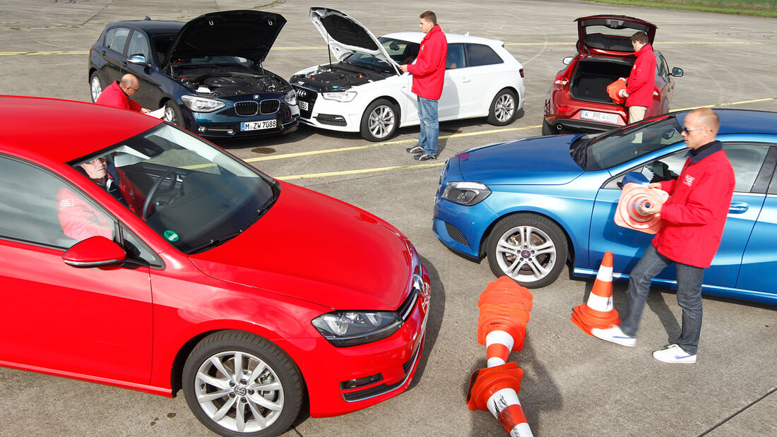VW Golf, Volvo V40, BMW 1er, Audi A3, Mercedes A-Klasse im Test