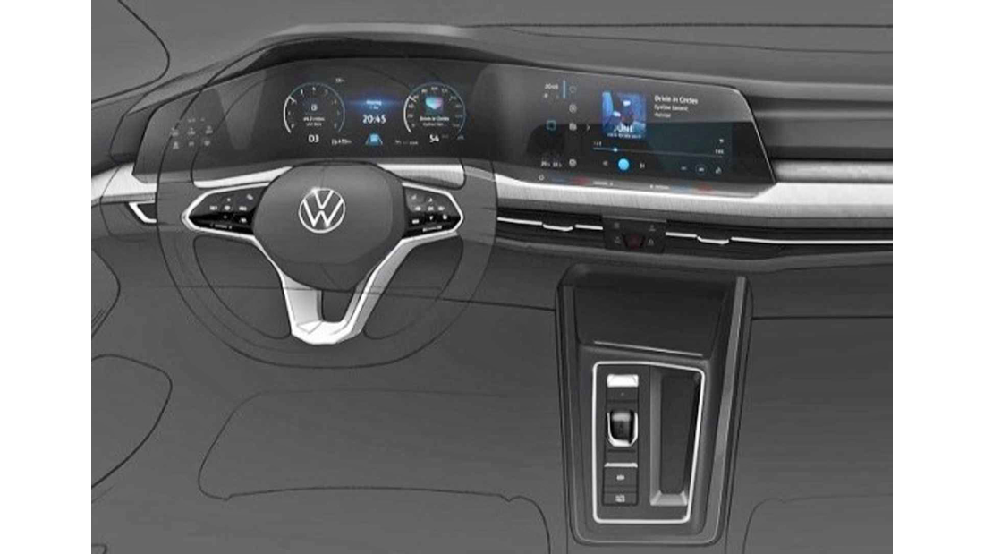 VW Golf 8 Cockpit Zeichnung