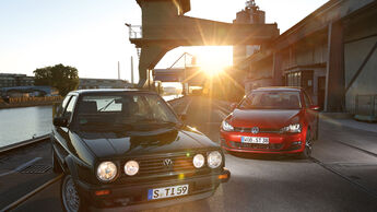 VW Golf II GT, VW Golf VII 1.2 TSI, Frontansicht