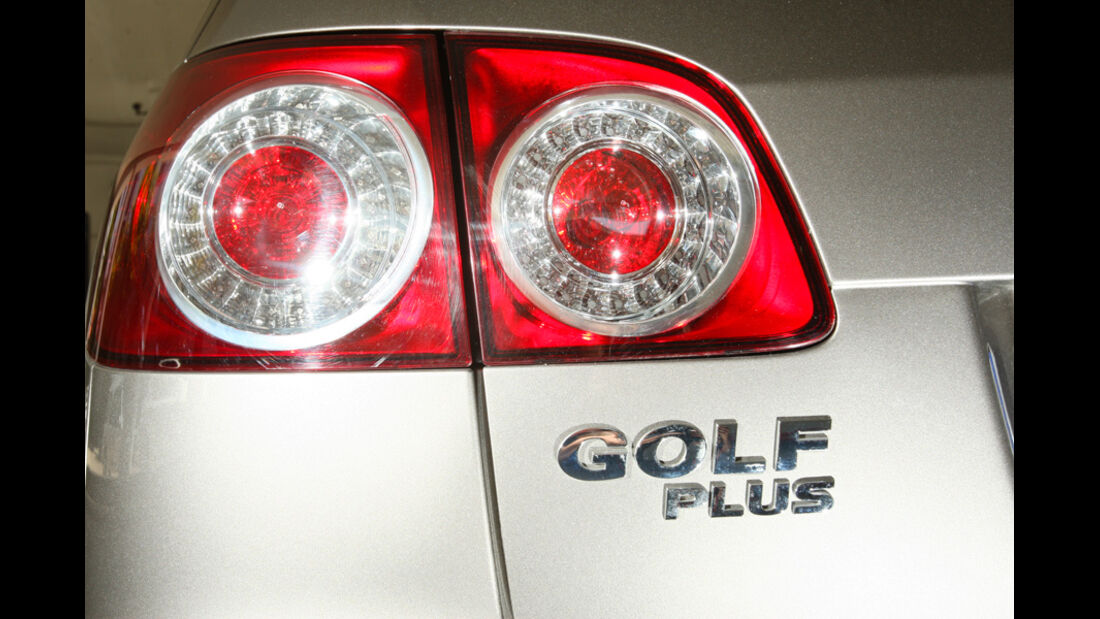 VW Golf Plus 1.6 TDI BMT, Rücklichter, Emblem, Schriftzug