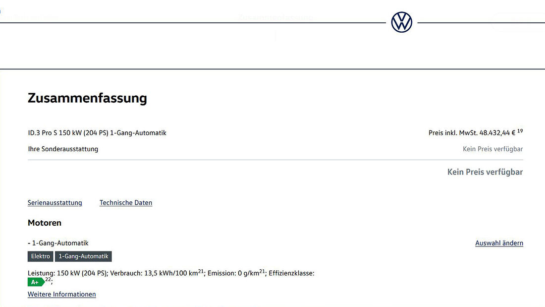 VW ID. 3 Konfigurator