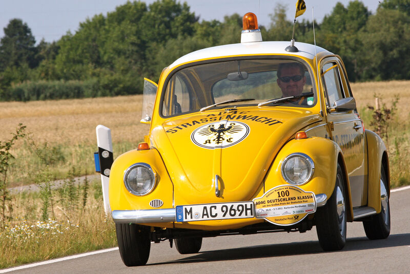 VW Käfer, Pannenfahrzeug, ADAC, Frontansicht
