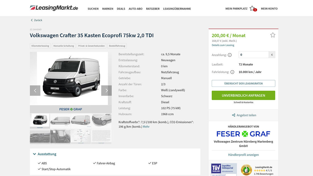 VW Leasing Angebote, VW Crafter