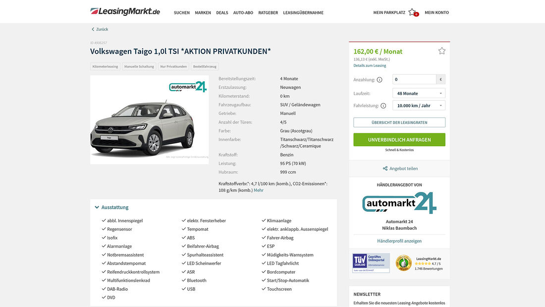 VW Leasing Angebote, VW Taigo