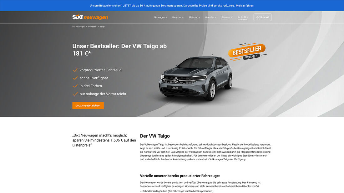 VW Leasing Angebote, VW Taigo