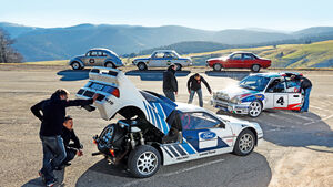 VW Mille-Miglia-Käfer, BMW 2002 ti Rallyeversion, Ford RS200, Opel Commodore GS, Toyota Corolla WRC, Seitenansicht