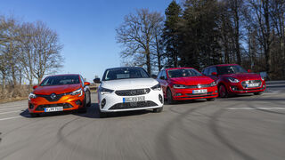 VW Polo 1.0 TSI, Renault Clio Tce 100, Opel Corsa 1.2 DI Turbo, Suzuki Swift 1.0 BJ Hybrid, Exterieur