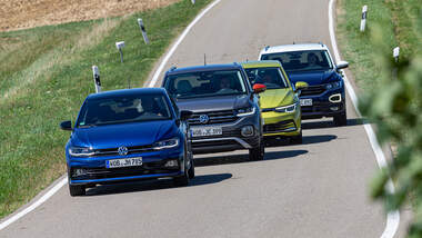 VW Polo 1.5 TSI Highline, VW T-Cross 1.5 TSI Life, VW T-Roc 1.5 TSI Style, VW Golf 1.5 eTSI Life, Exterieur