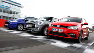 VW Polo GTI, Ford Fiesta ST, Mini Cooper S, Frontansicht