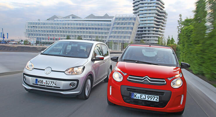 VW Up 1.0 Bluemotion, Citroën C1 Airscape VTi 82, Frontansicht