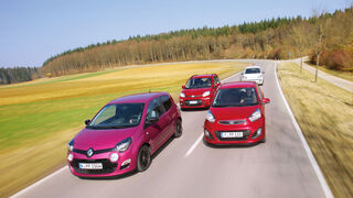 VW Up 1.0, Kia Picanto 1.2, Renault Twingo 1.2, Fiat Panda 0.9 Twinair, Front