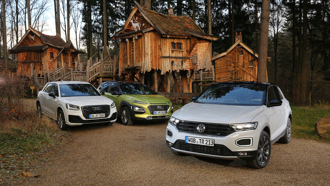 Vergleichstest Audi Q2, Hyundai Kona, VW T-Roc