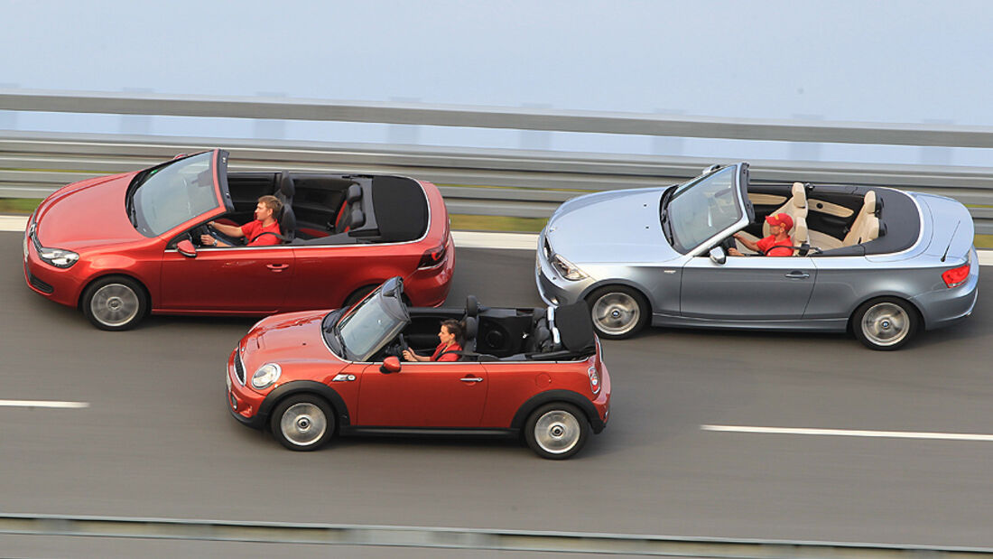 Vergleichstest VW Golf Cabrio, mini Cooper S Cabrio, BMW 1er Cabrio