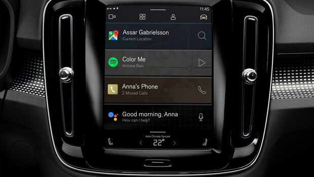 Volvo XC40 Elektro, Google Android Auto OS, Screen