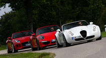 Wiesmann Roadster MF4-S, Porsche 911 Carrera S Cabriolet, Jaguar F-Type V8 S