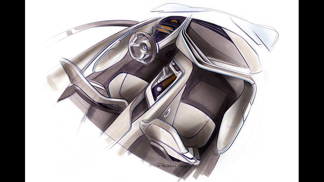 Zeichnung eines BMW-Cockpit