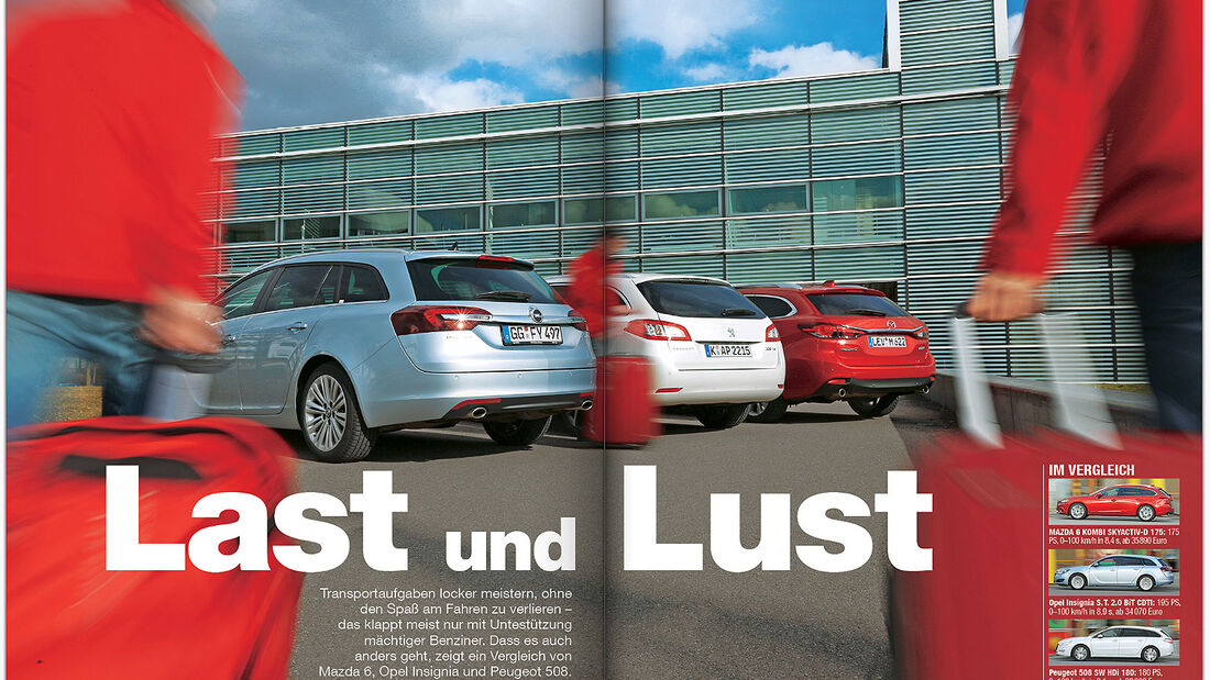 ams 08/2014, Test Mazda 6 Kombi, Opel Insignia Sports Tourer, Peugeot 508 SW