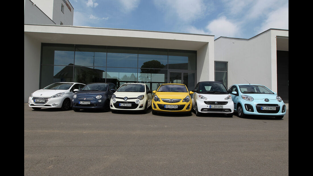 ams15/2012, Kleinwagen, 100 g/km CO2, Citroen C1, Fiat 500C, Opel Corsa, Peugeot 208, Renault Twingo, Smart Fortwo