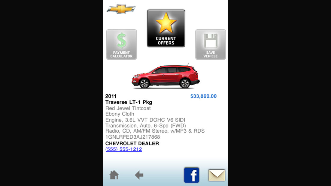 iPhone App Chevrolet, Händlerfinder, iPad, iPhone